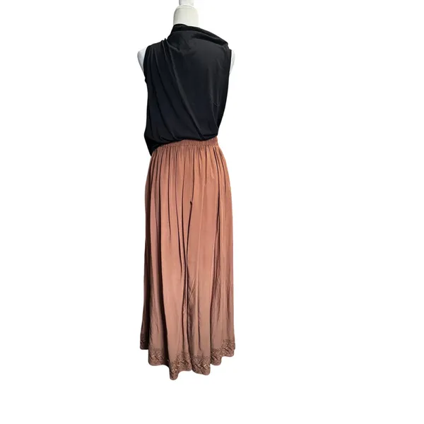 Scarlet Darkness Ren Faire Maxi Skirt with Tassel Tie & Lace Hem Brown(S) - Image 2