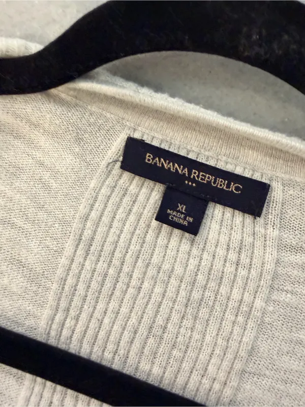 Banana Republic Size XL Light Gray 100% Cotton Short Sleeve Button Cardigan - Image 9