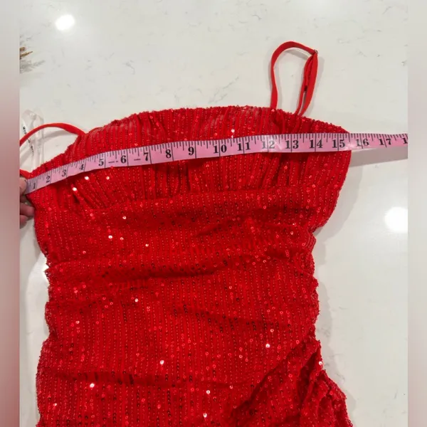 Bold Red Strapless Dress Size 6 - Image 5