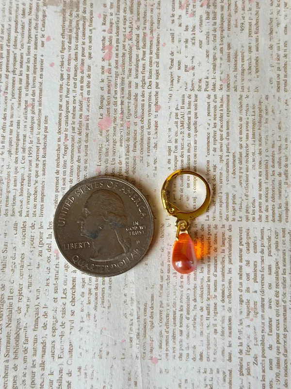 Handmade AB orange mini teardrop Czech glass simple minimalist earrings🧡 - Image 7