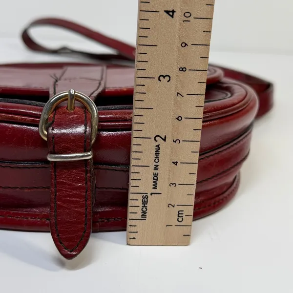 Ann Taylor Vintage Burgundy Leather‎ Saddle Bag Crossbody Made in Italy Classic - Image 8