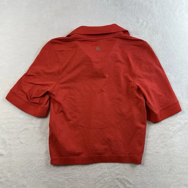 Lululemon Sz 0‎ Swiftly Tech Relaxed-Fit Polo Shirt Cropped Hot Heat / Red Glow - Image 11