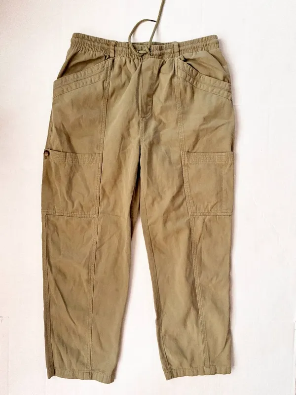 7 For All Mankind Utility Cargo Drawstring Pants Fall - L - Olive Green Khaki - Image 2