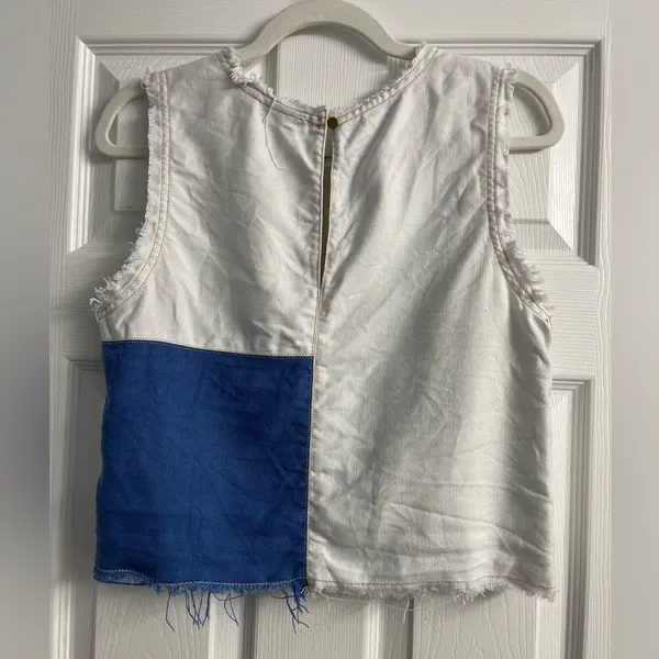 🌮Anthropologie Holding Horses Frida Patchwork Denim Tank Top Size 6 - Image 3