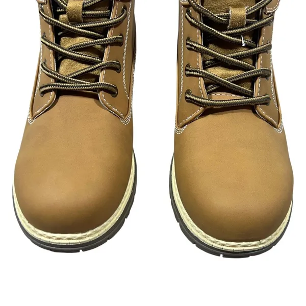 NEW Cottimo Ankle Lace Up Plaid Collar Work Boots Tan Brown Gorpcore Rugged Sz 8 - Image 3