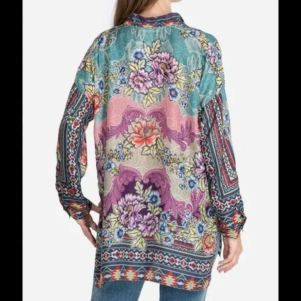 JOHNNY WAS spring boho printed Janelle Button-up silk blouse M tunic fall
$240 - Image 4
