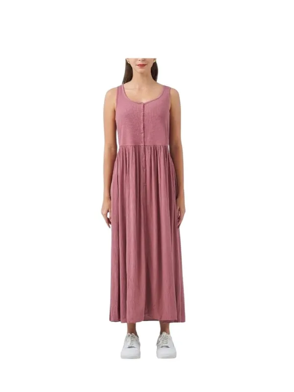 Frye Smocked Top Midi Dress Pink Size L Summer Vacation Coastal Beach Bohemian - Image 7