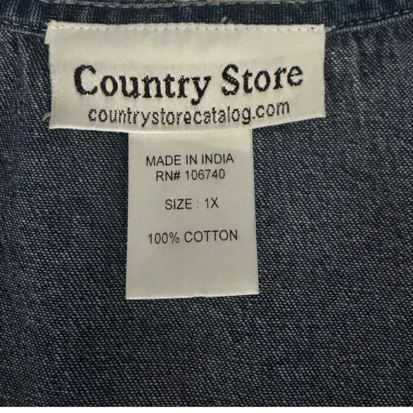 Country Store Jumper Dress Cottagecore Women 1X Blue Denim Button Pockets - Image 4