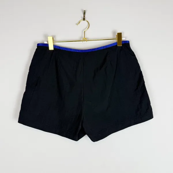 Vintage Y2K Mossimo‎ Black Blue Nylon Mid Rise Mini Shorts Zip Front Size Small - Image 8