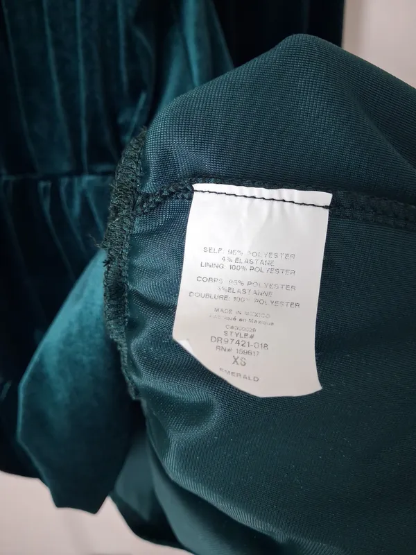 Altar'd State Velvet Green Tiered Long Sleeve Dress Holiday XS - Image 4