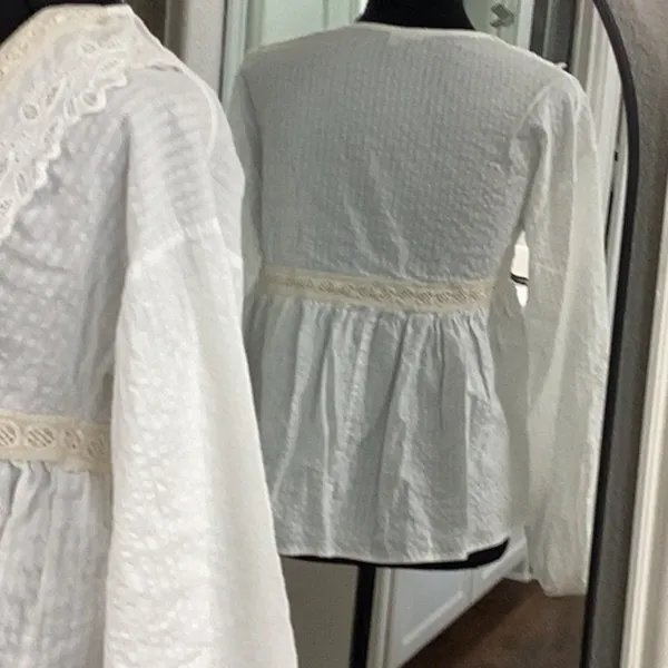 Altar’d State White Eyelet Lace Blouse - Image 3