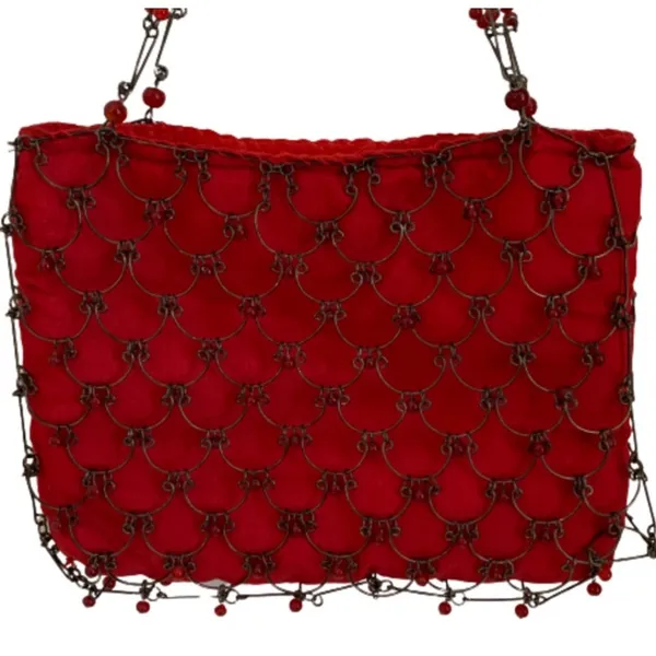 Eye Ful Bag Handbag Purse Red Metal Beaded Party Dressy Small Handbag NEW - Image 6