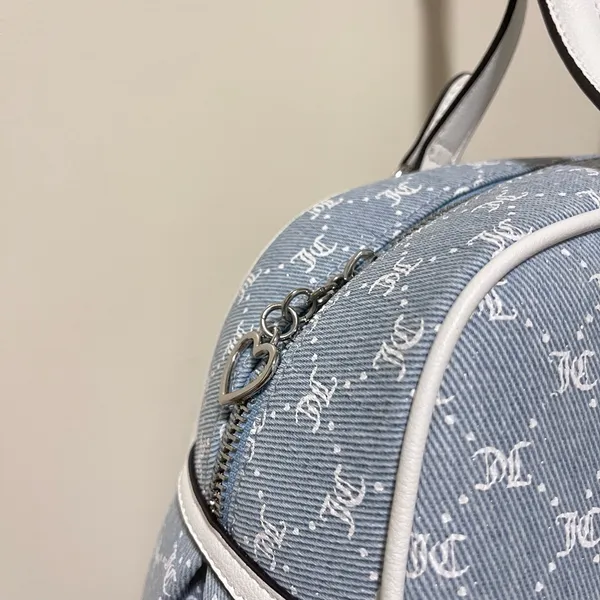 Juicy Couture She's the Moment Satchel Handbag Light Denim Heart Charm Brand New - Image 4