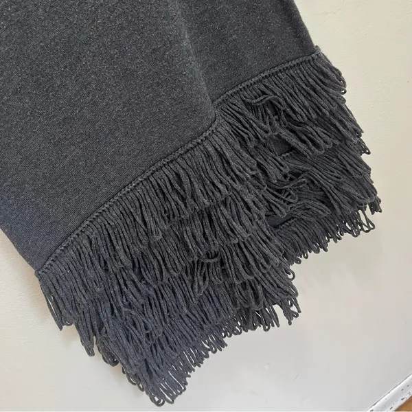 Calvin Klein Knit Dress Gray Loop Fringe‎ Skirt 3/4 sleeves (is like size M) - Image 4