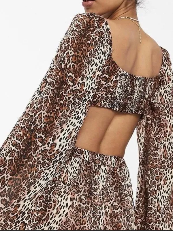 Leopard Print Two-Piece Crop Top & Maxi Skirt Set - Image 3