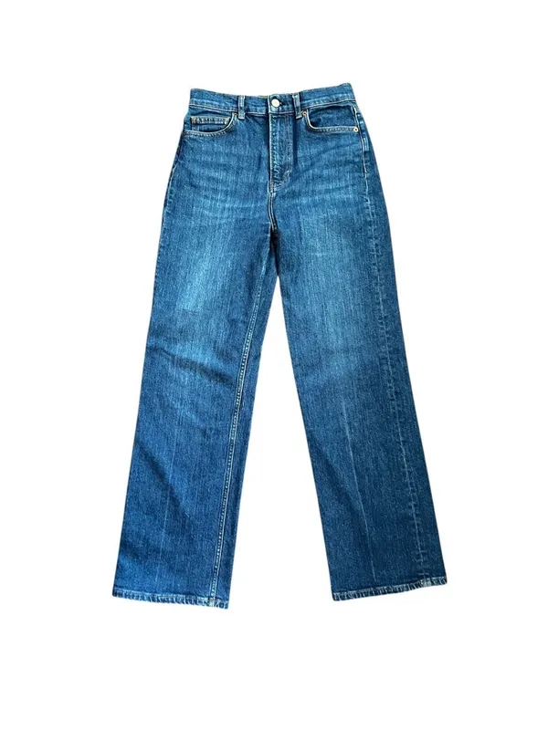Reformation Wilder High Rise Wide Leg Cropped Jeans Blue Size 27 - Image 2
