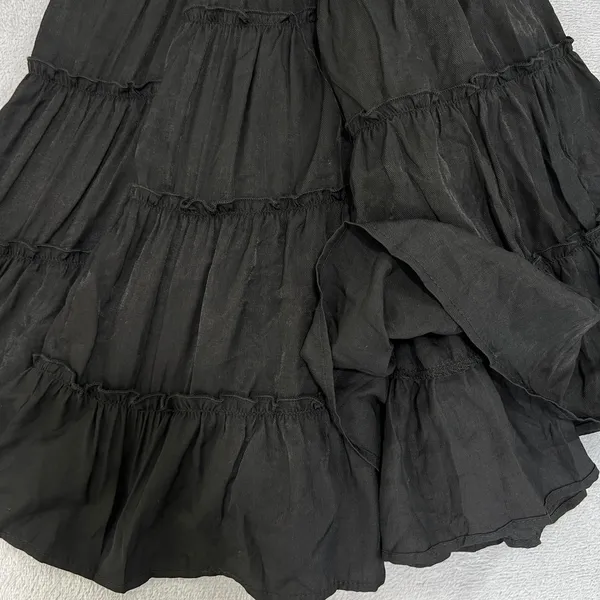KOJOOIN Maxi Dress Smocked Sundress Tie Strap Tiered Casual Black 2XL Flowy‎ - Image 9