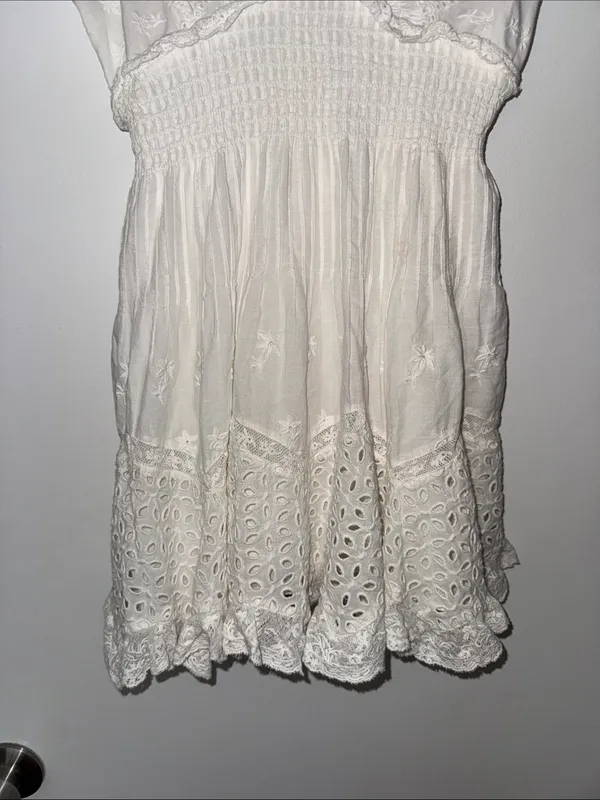 LoveShackFancy Azar Cotton Bandana Eyelet Mini Dress Size Medium - Image 4