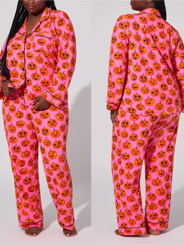 BedHead PJs Jolly Jack-O-Lantern Long Sleeve Classic Stretch Jersey Pajama Set - Image 6