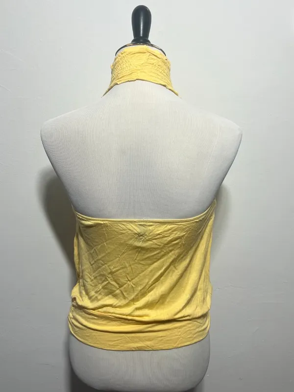 Y2K mock neck halter yellow top Size XS - Image 7