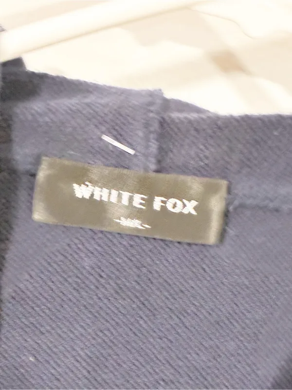 White Fox Society Navy Blue Orange Pullover Hoodie Sweatshirt Size Medium/Large - Image 3