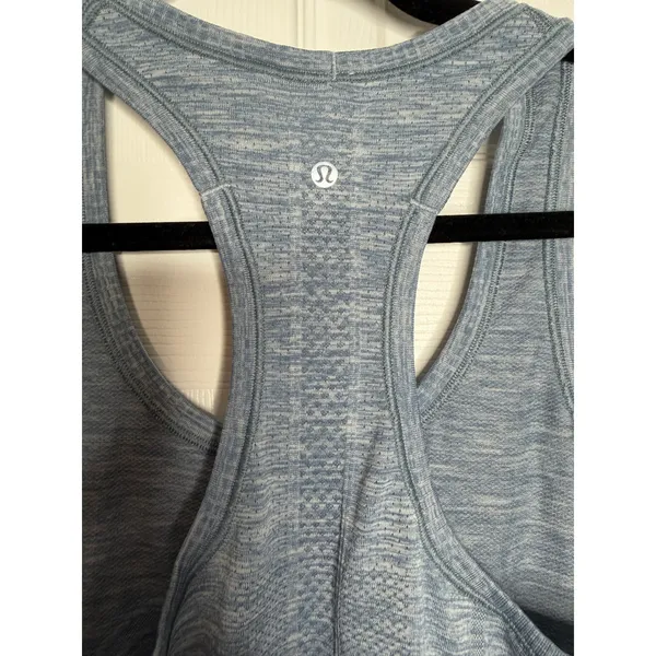 LULULEMON Woman's Swiftly Tech Tank Top Heathered Blue Size 6 - Image 3