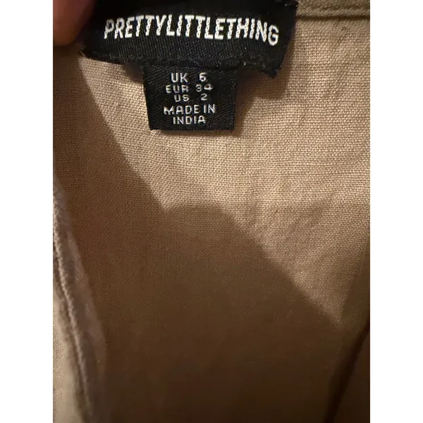 PrettyLittleThing Taupe Strapless Corset Maxi Dress US 2 Linen‎ Look Boho Tan - Image 8