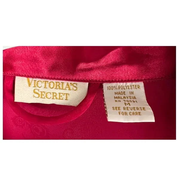 Gold label Victoria’s Secret robe fuchsia paisley floral sheer vintage medium - Image 4