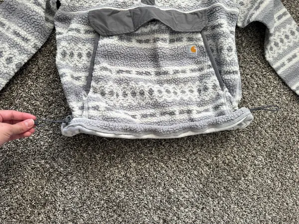 Carhartt Women’s Sherpa Fleece Pull-Over Grey & White Front Pouch Sz S 104922-W - Image 4