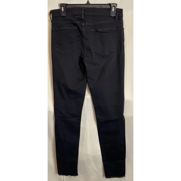 FRAME Womens 29 Black Jeans Empire‎ Skinny Distressed Knee Raw Hem Preppy Grunge - Image 2