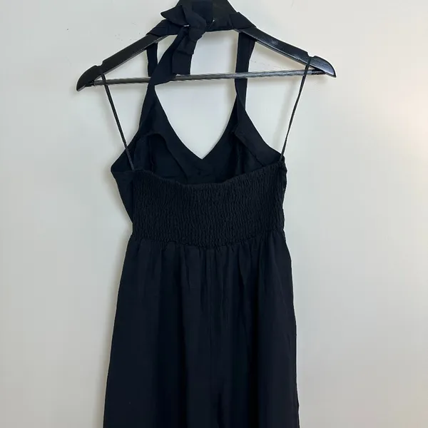 L*SPACE Alena Halter Wide-Leg Linen Jumpsuit in Black Size Small - Image 7