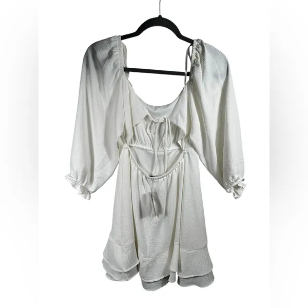 Speechless White‎ Mini Dress Puff Sleeve Ruffle Hem Cottagecore Women’s M NWT - Image 4