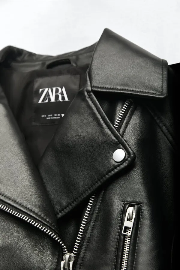 ZARA jacket biker faux leather cropped coat - Image 13