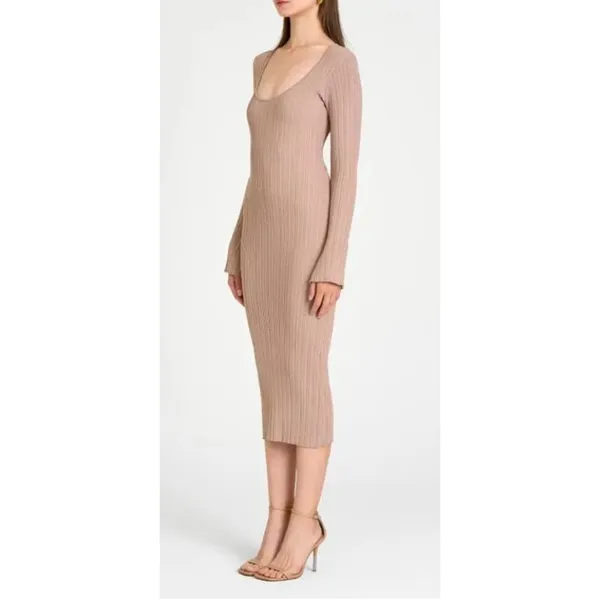 WAYF Alexi Long Sleeve Rib Dress Size‎ Lage - Image 4