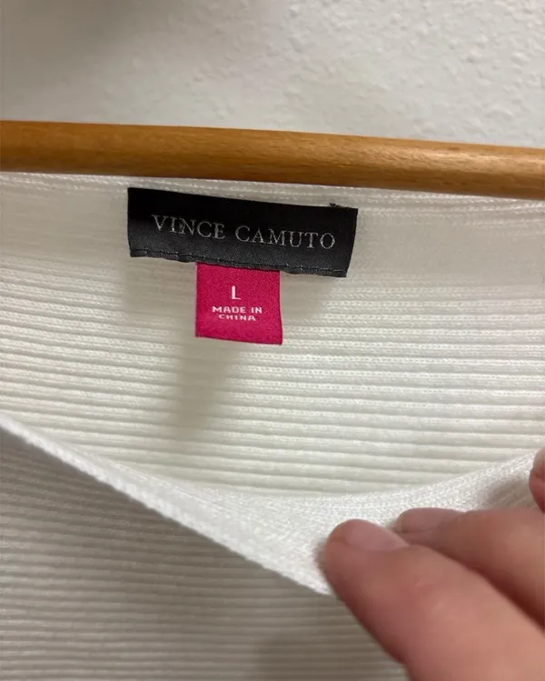 Vince Camuto Sz Lg Long Sleeve Crème/Beige Ribbed Pullover Sweater - Image 4