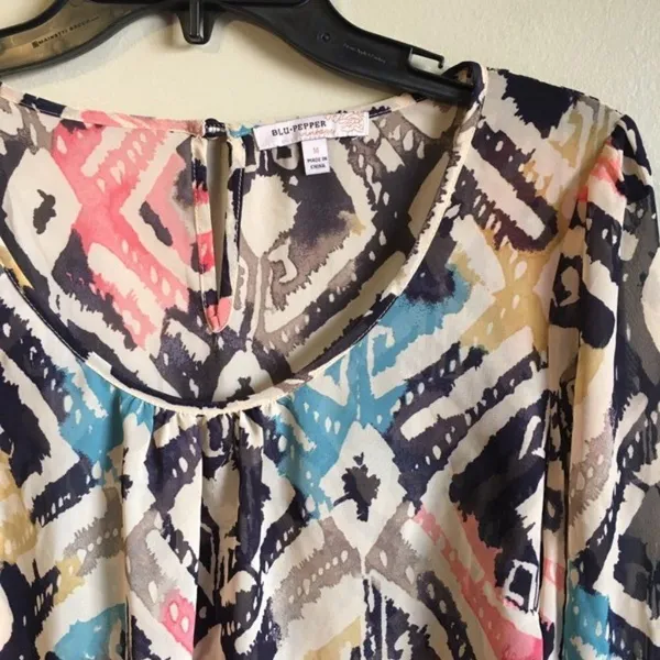 Blu pepper‎ vintage medium sheer colorful long slee - Image 3