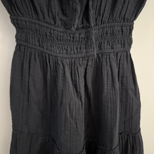 GAP Black Tiered Ruffled Maxi Dress S/S Scoop Neck XS Petite - Image 3