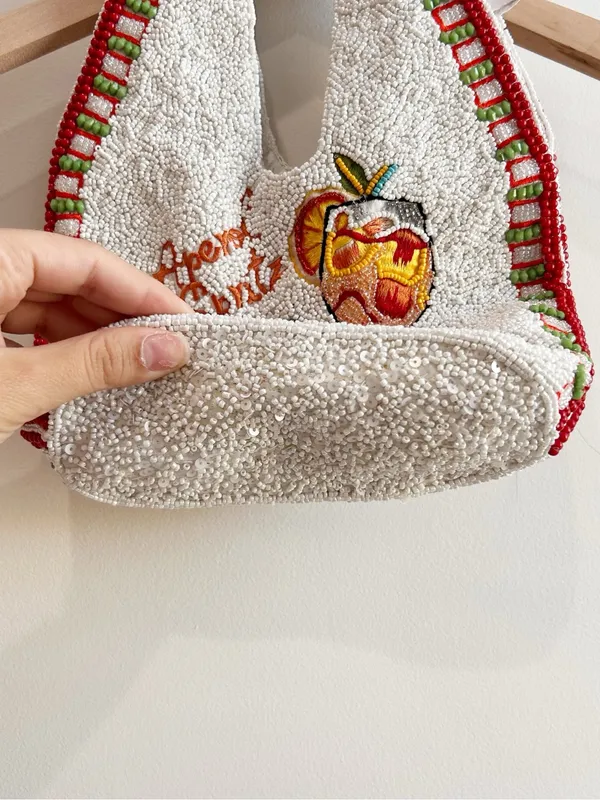 NWT Viral Aperol Spritz Beaded slouchy Shoulder Bag Handcrafted India hobo bag - Image 6