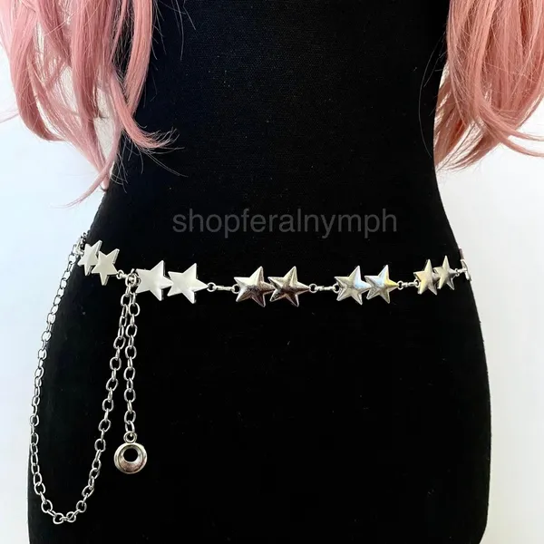 Silver Y2K Celestial Star Link Waist Chain Belt, Fits 22 to 44 Inches, X7GA1329 - Image 4