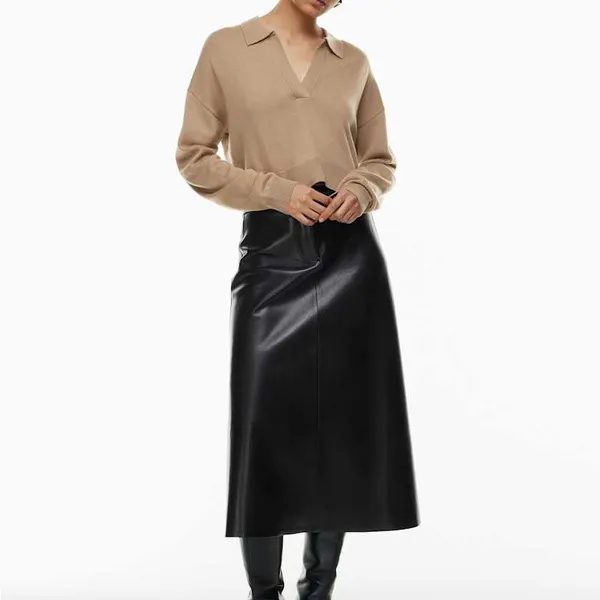 Wilfred Aritzia Clara Merino Wool Waist Crop Sweater in Camel M new without tags - Image 4