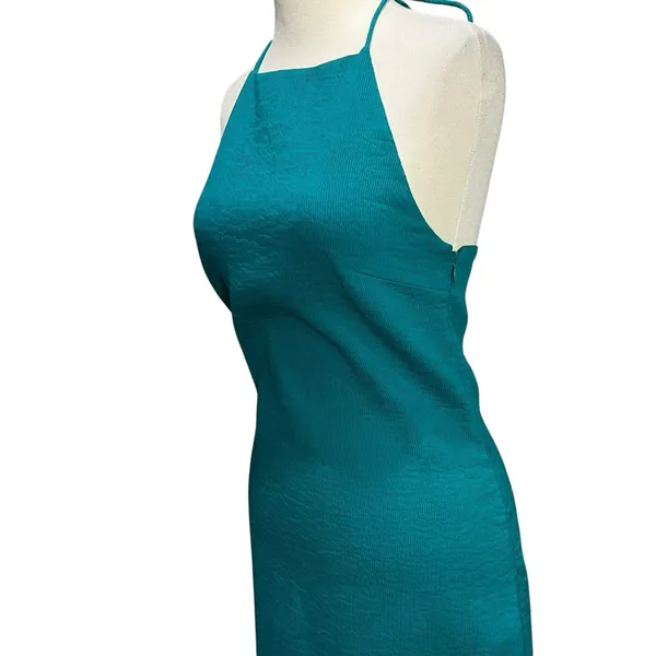 C/MEO Collective Star Lesson Dress Womens S Green Asymmetric Halter Textured‎ - Image 4