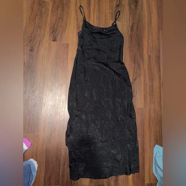 Nwot Anthropologie draped Amelie Black Jacquard slip dress $138 party formal - Image 6