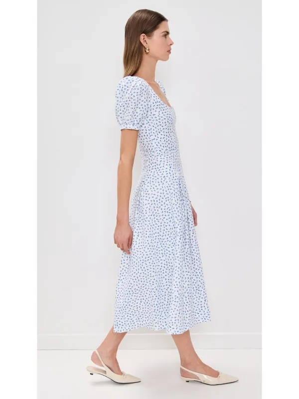 NWT Reformation Coucou in Hanna Floral Linen Puff Sleeve Midi Dress 12 $278 - Image 4