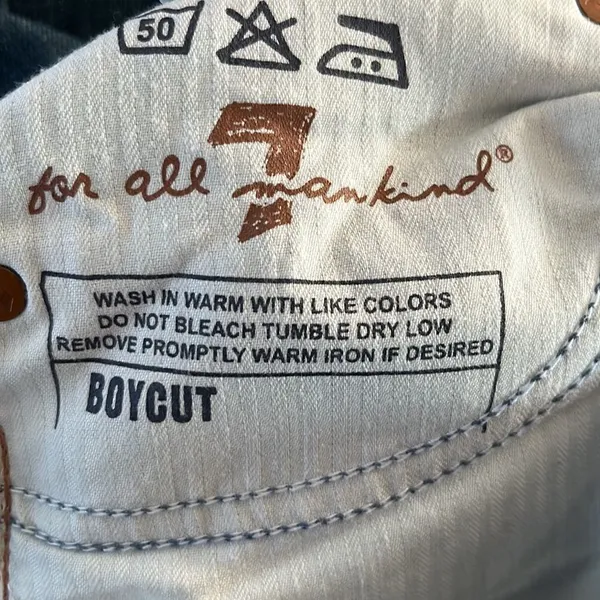 7 for all of Mankind Distressed and Frayed Boycut Button Fly Jeans- Size 27 - Image 12