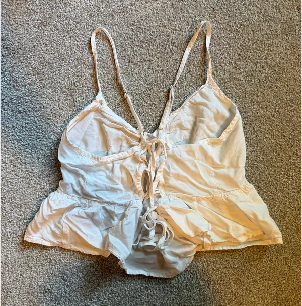 LA Hearts White Tie Back Cropped Tank Top - Image 2