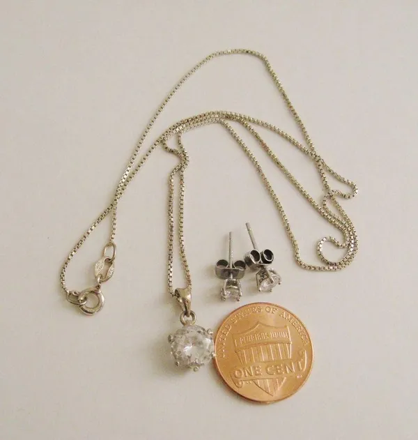 Sterling Silver 925 Necklace & Stud Earrings Set - Image 2