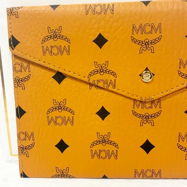 MCM Orange All‎ Over Print Snap Pouch Clutch Bag NEW - Image 2
