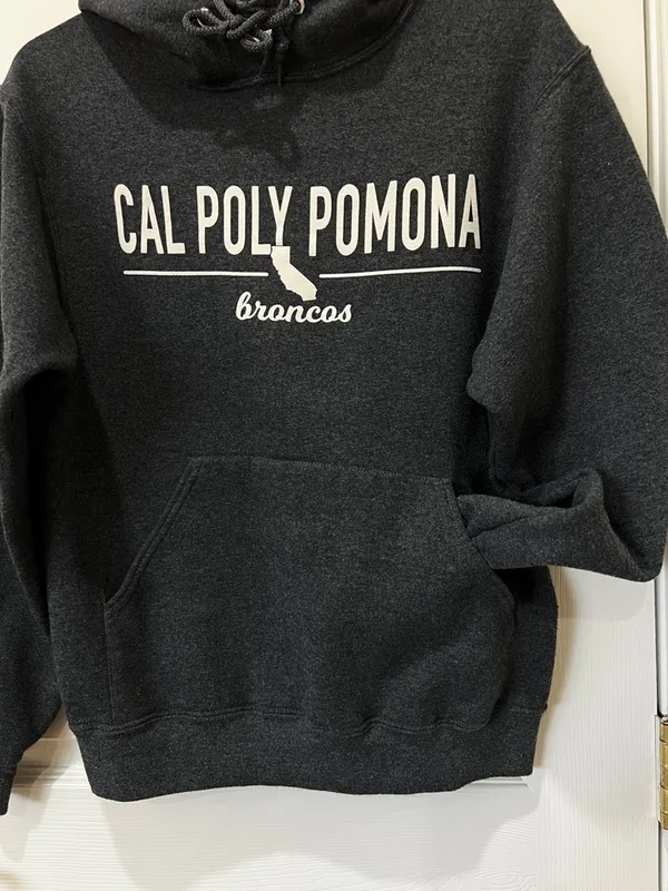 Jerzees Cal Poly Pomona Broncos Sweatshirt Hooded Gray Size Small - Image 4