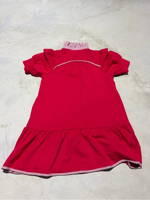Umgee NWT striped & solid mixed Red Polo mini Dress Ruffle Hem medium MSRP$50 - Image 6