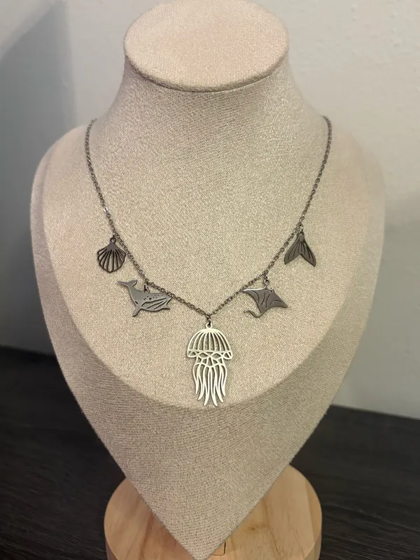 Handmade Silver Beachy Charm Necklace - Image 4